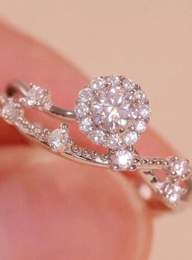 小红书爆款新品戒指女莫桑石925纯银小众仙女不掉色轻奢戒送女友