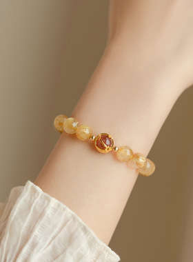 黄水晶天然水晶金发晶手链女生手串礼物饰品