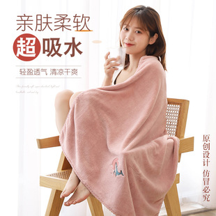 浴巾女家用秋冬吸水速干珊瑚绒不掉毛男情侣加大毛巾裹胸 新款