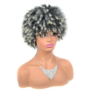 Afro Kinky Curly Wigs 小螺丝卷假发头套蓬松爆炸头非洲假发
