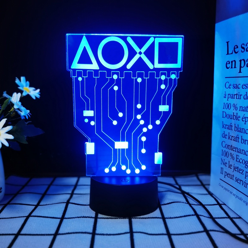 新款小夜灯3d立体创意七彩变色电竞房间xbox周边装饰灯gameover