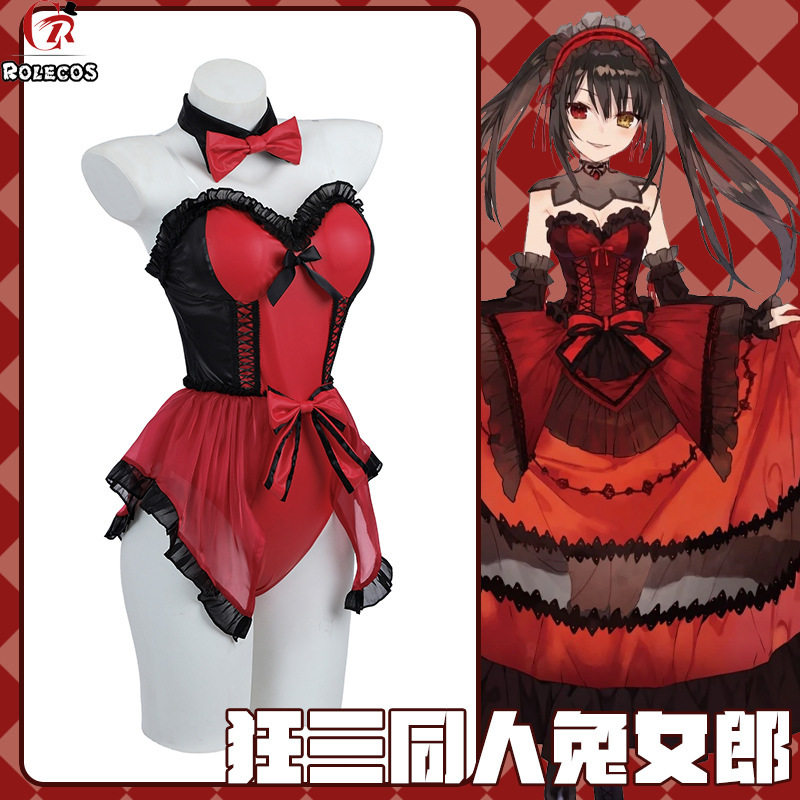狂三同人cos服酒红色裙子cosplay女装兔女郎cos动漫服装女c服女