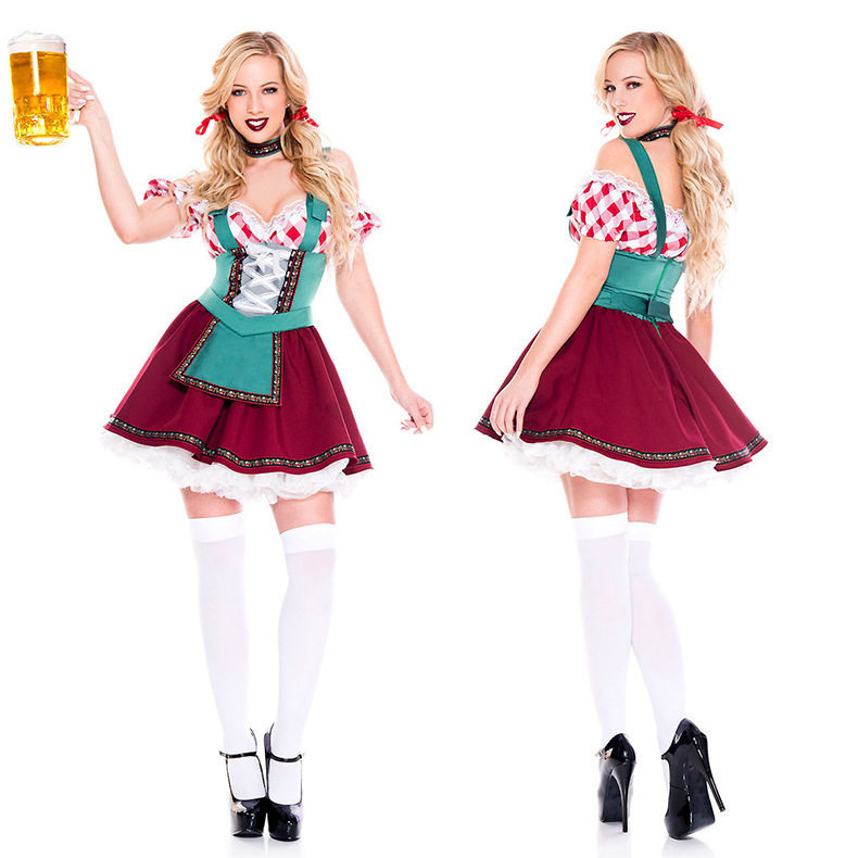 啤酒节女佣服亚马逊新款万圣节服装爆款酒吧服务生演出连衣裙