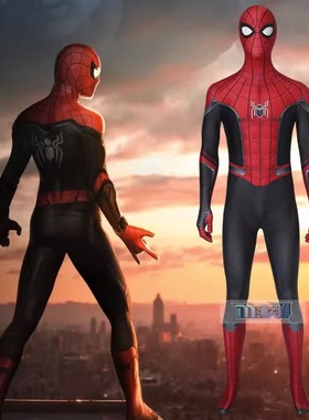 漫天际漫威蜘蛛侠英雄远征cos彼得帕克红黑战衣cosplayJ19019AA