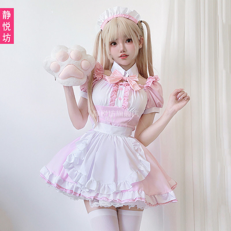 二次元女仆装cos可爱女佣服软妹猫咪洛丽塔cosplay服lolita连衣裙
