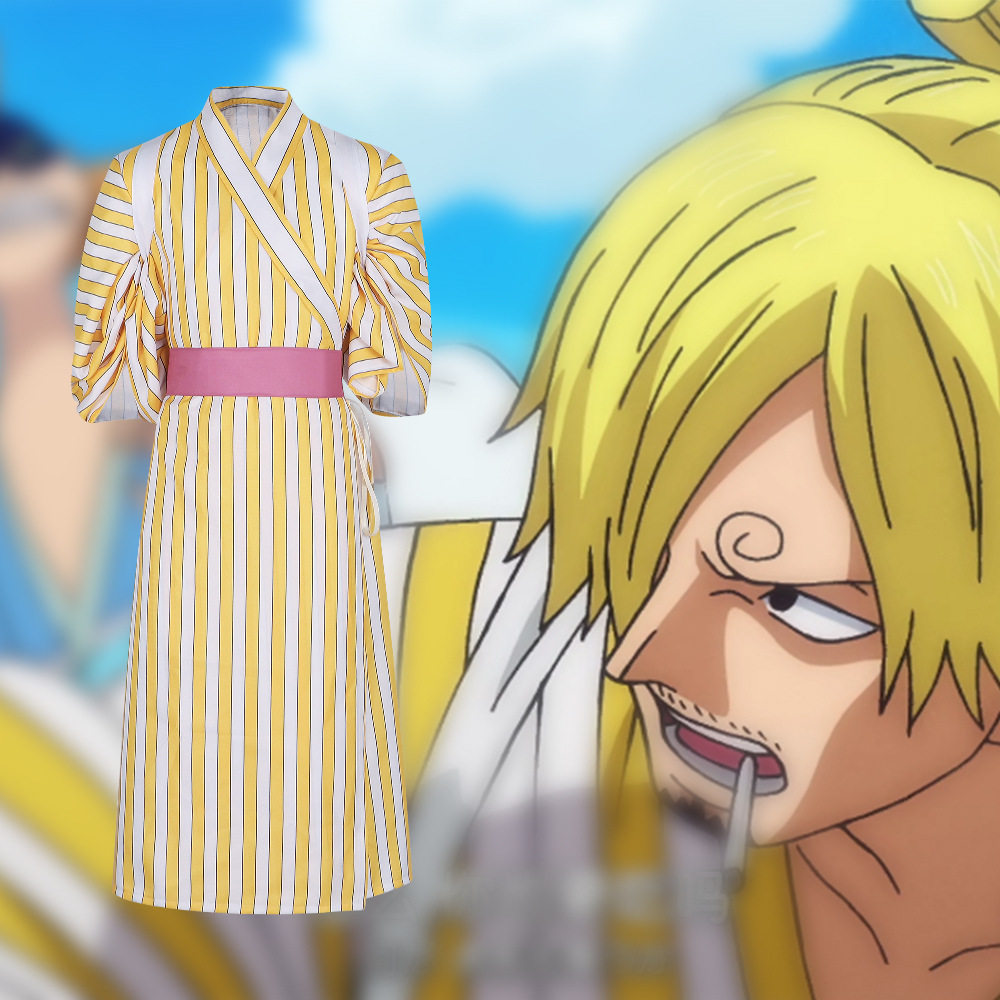 海贼王cos和之国山治黄色条纹日式和服cosplay动漫角色扮演服装
