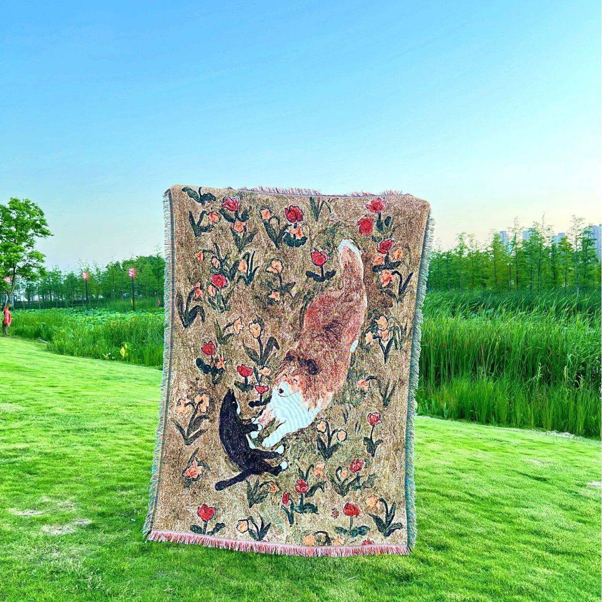 猫咪线毯装饰挂毯针织提花棉线毯子床铺毯沙发盖毯露营毯空调毯,居家布艺,沙发垫,淘宝优惠券,粉丝福利购,淘宝优惠卷