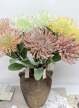 2026新款仿真绿菊家居装饰绿植植绒假花摄影道具花艺仿真绿菊