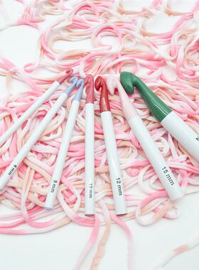 彩色塑料柄特大号钩针套装 diy 毛线编织工具 针织毛衣围巾粗勾针