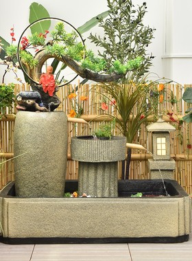 落地玄关假山流水喷泉鱼池室内阳台花园装饰庭院摆件入户循环水景