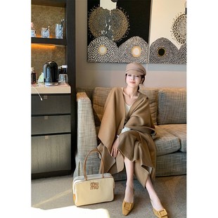 只有妮 爱丁堡斗篷 全羊毛斗篷披肩双面呢大衣优雅贵感外套2024冬