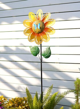 田园风铁艺旋h转大风车户外花园装饰旋转庭院别墅新款造景创意摆