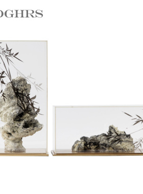 新中式太湖石摆件室内家居酒店造景摆设售楼部客厅玄关柜软装饰品