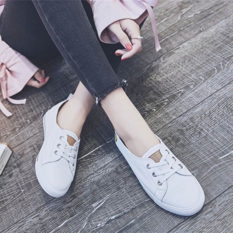 2021春夏新款小白鞋浅口女单鞋韩版时尚百搭透气真皮舒适平底女鞋,女鞋,浅口单鞋,淘宝优惠券,粉丝福利购,淘宝优惠卷