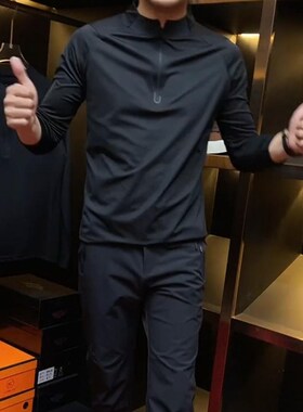 68096男士半拉链套头长袖小衫长袖立领休闲透气轻薄上衣百搭潮