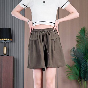 新款 a字裙裤 高腰短裤 垂感百褶阔腿裤 显高显瘦 休闲运动五分裤 夏季