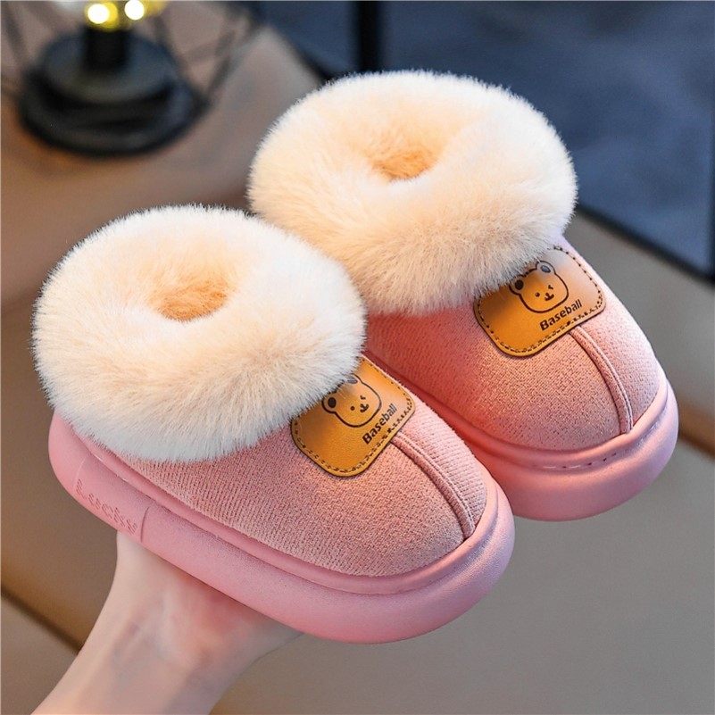 儿童包跟棉鞋冬季加绒加厚居家保暖防滑男女童中童小孩宝宝棉拖鞋