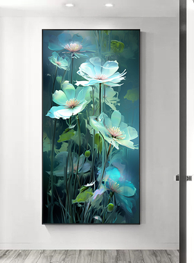 绿色植物花朵背景墙玄关挂画简约