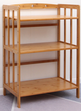 楠竹厨房置物架微波炉烤箱收纳架客厅实木锅具简易多层储物柜落地