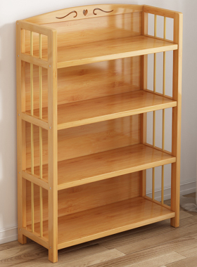 楠竹书架简易多层儿童储物架厨房置物架学生家用客厅收纳书柜落地