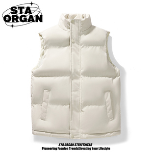 STA ORGAN纯色简约保暖羽绒棉马甲男女秋冬立领无袖宽松背心坎肩