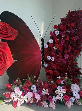 紫色巨型蝴蝶装饰商场景区店铺婚礼网红打卡美陈装置立体蝴蝶摆件