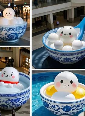 充气卡通新款元宵节汤圆气模仿真馒头定制饺子美食门店活动美陈