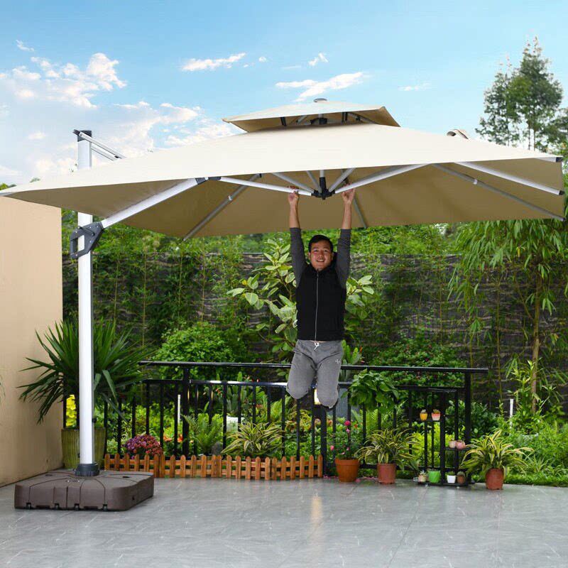 户外遮阳伞庭院大号太阳伞方形罗马伞庭院露天侧立伞商用室外摆摊