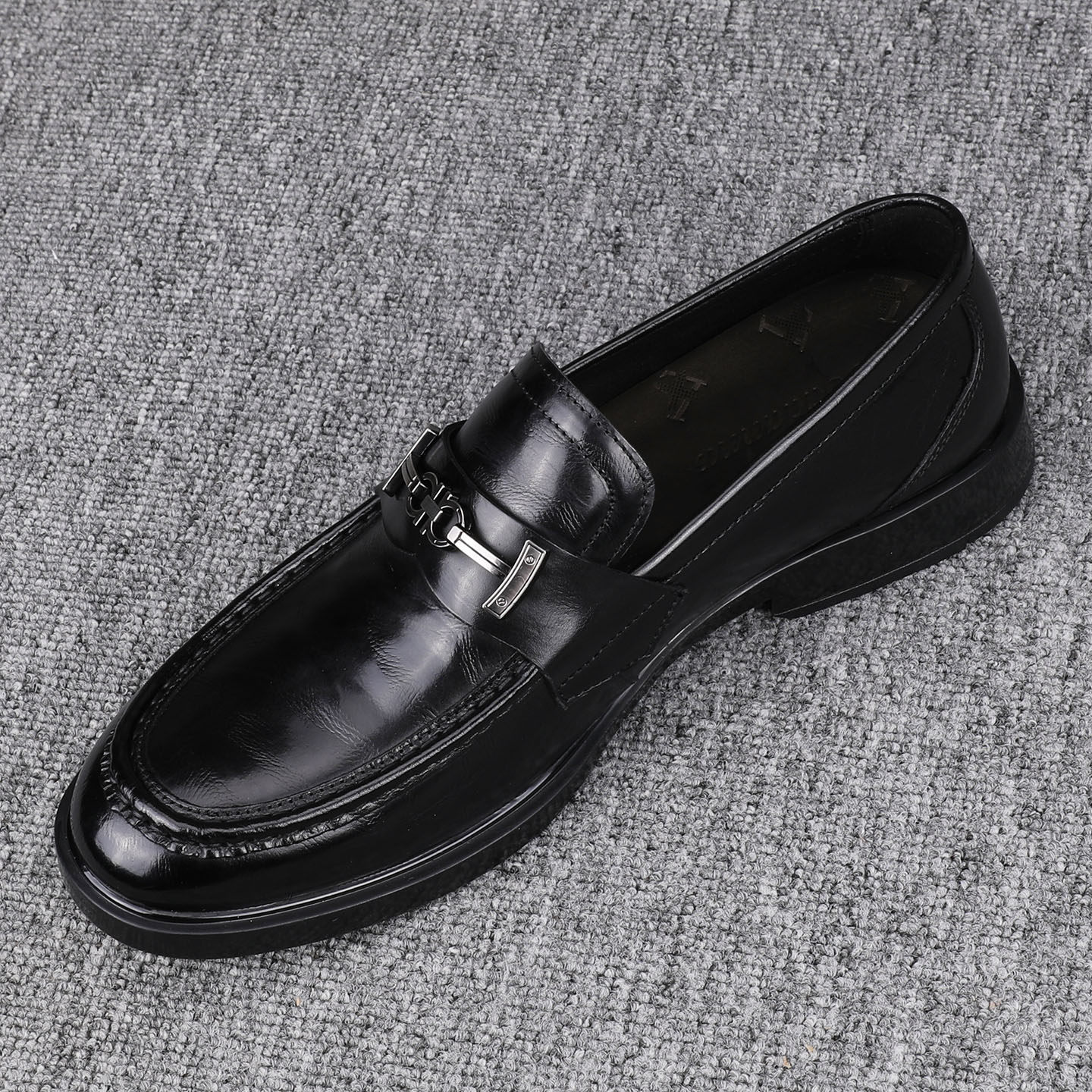 广州高端纯皮男鞋2025新款商务真皮正装休闲皮鞋男厚底英伦乐福鞋,流行男鞋,休闲皮鞋,淘宝优惠券,粉丝福利购,淘宝优惠卷