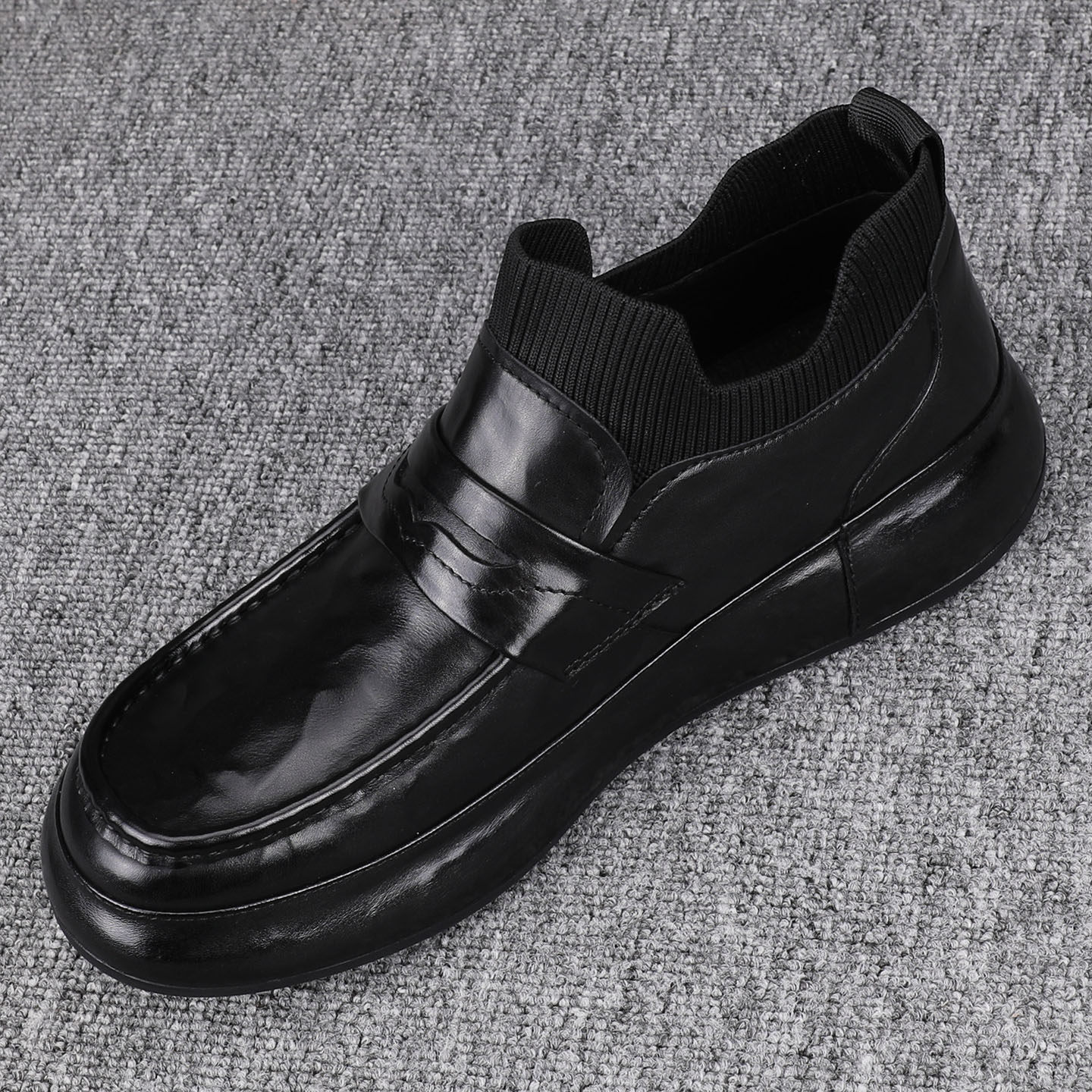 真皮高帮鞋秋冬款2025新款男士厚底一脚蹬头层牛皮商务休闲皮鞋男,流行男鞋,高帮鞋,淘宝优惠券,粉丝福利购,淘宝优惠卷