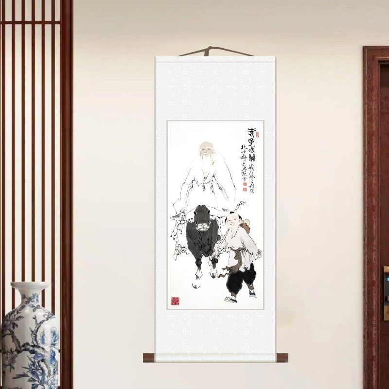范增老子出关图水墨国画名家字画高清数字微喷茶楼禅意客厅装饰画