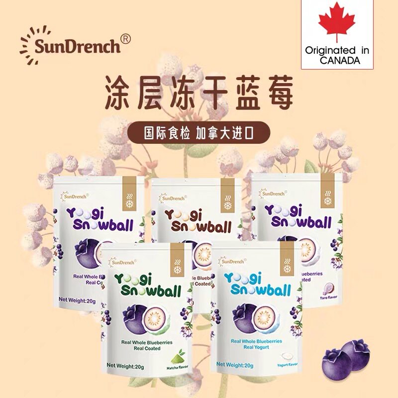 加拿大SunDrench上哆力酸奶冻干蓝莓草莓抹茶香芋黑糖进口零食品