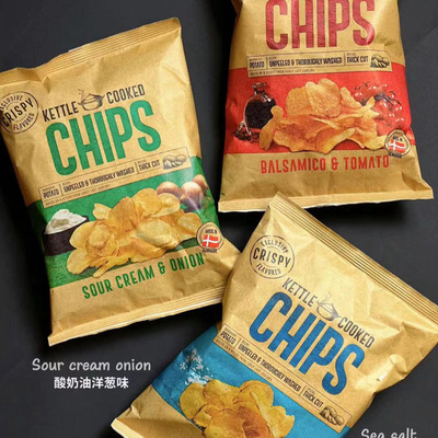 恩美斯薯片原切Kettle Cooked Chips带皮土豆厚丹麦进口膨化零食