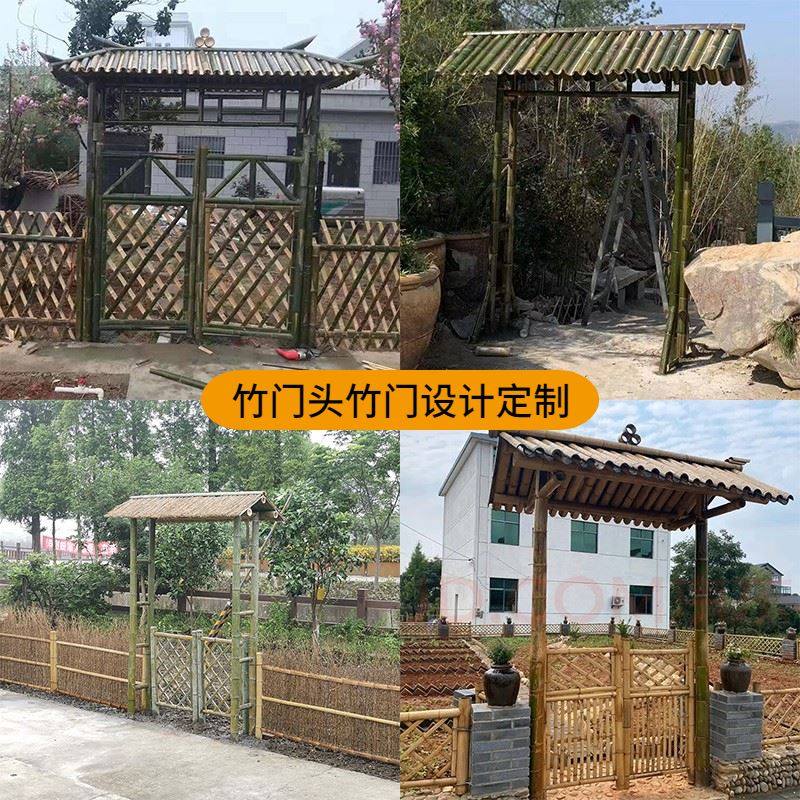 竹门楼竹门头户外庭院竹楼景区农场院子大门竹篱笆栅栏围栏竹子门