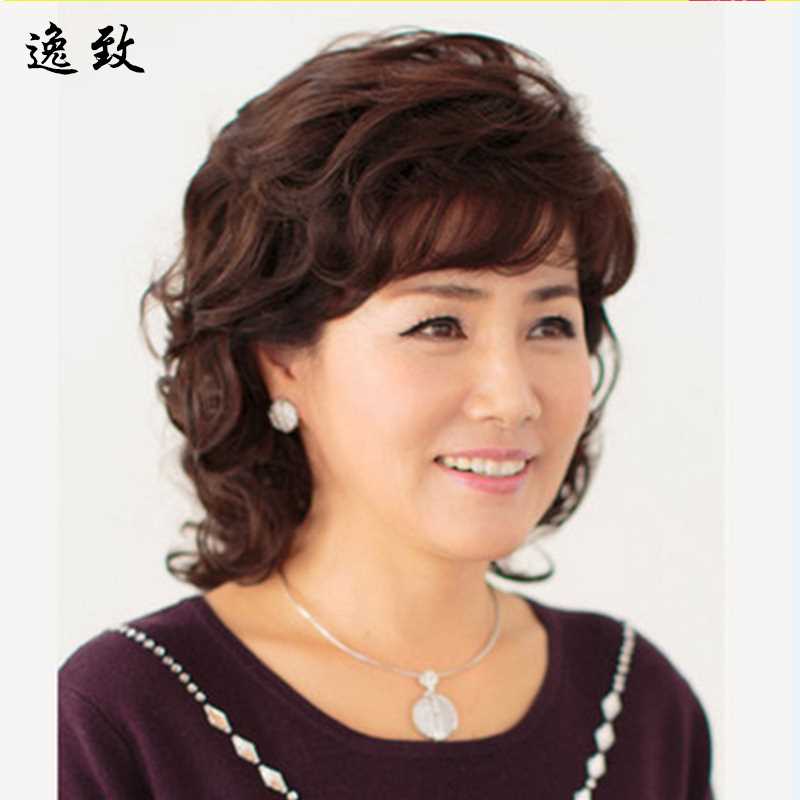 新款假发女士头套短发短卷发全真发中长卷发中老年妈妈真发假发女