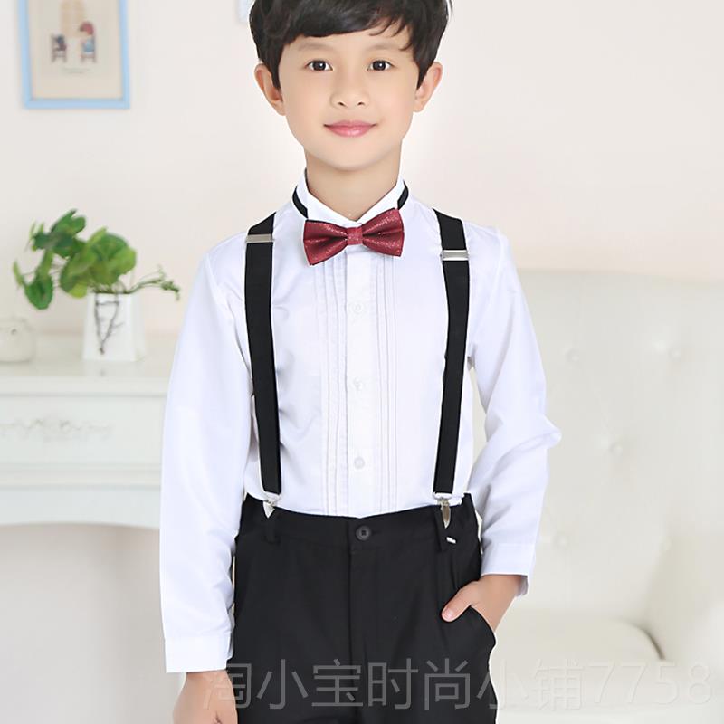 正品男长袖白童衬衫纯黑出色西装长裤套藏青儿童装衬衣礼服装孩表