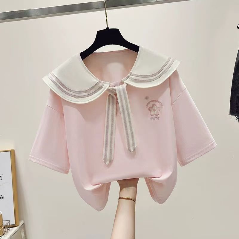 女童夏季新款polo领刺绣衫