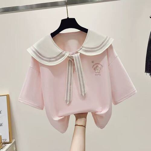 女童夏季新款polo领刺绣衫