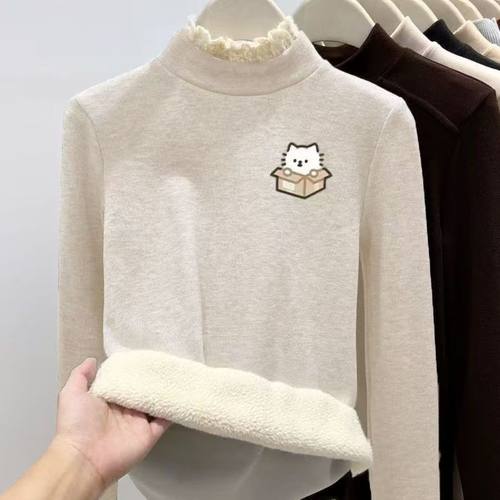 女童新款卫衣半高领打底衫内搭冬季加绒加厚长袖洋气上衣中大童女