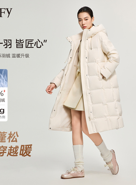 DeIFy/缔弗长款连帽羽绒服女2025年冬季新款洋气时尚简约保暖外套
