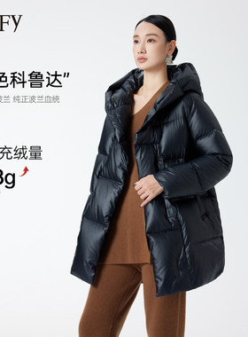 DeIFy/缔弗科鲁达泡芙连帽鹅绒服女25年冬新款绑带收腰羽绒服外套