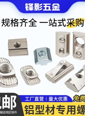 铝型材t型螺母欧标20/30/40型M4MM6M8滑块弹珠弹片船型锤头块国标