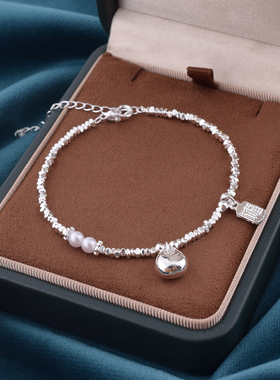 珍珠碎银小胖福手链女S925纯银