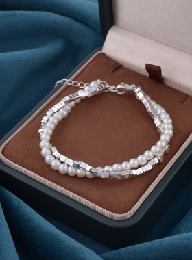 925纯银碎银珍珠手链女生ins小众设计精致轻奢2025年新款手串手饰