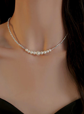 925纯银碎银子珍珠项链