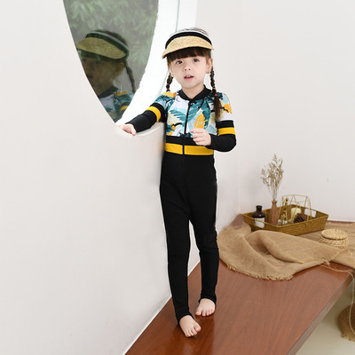 2025新款儿童连体泳衣长袖长裤女童泳装沙滩潜水服防晒速干