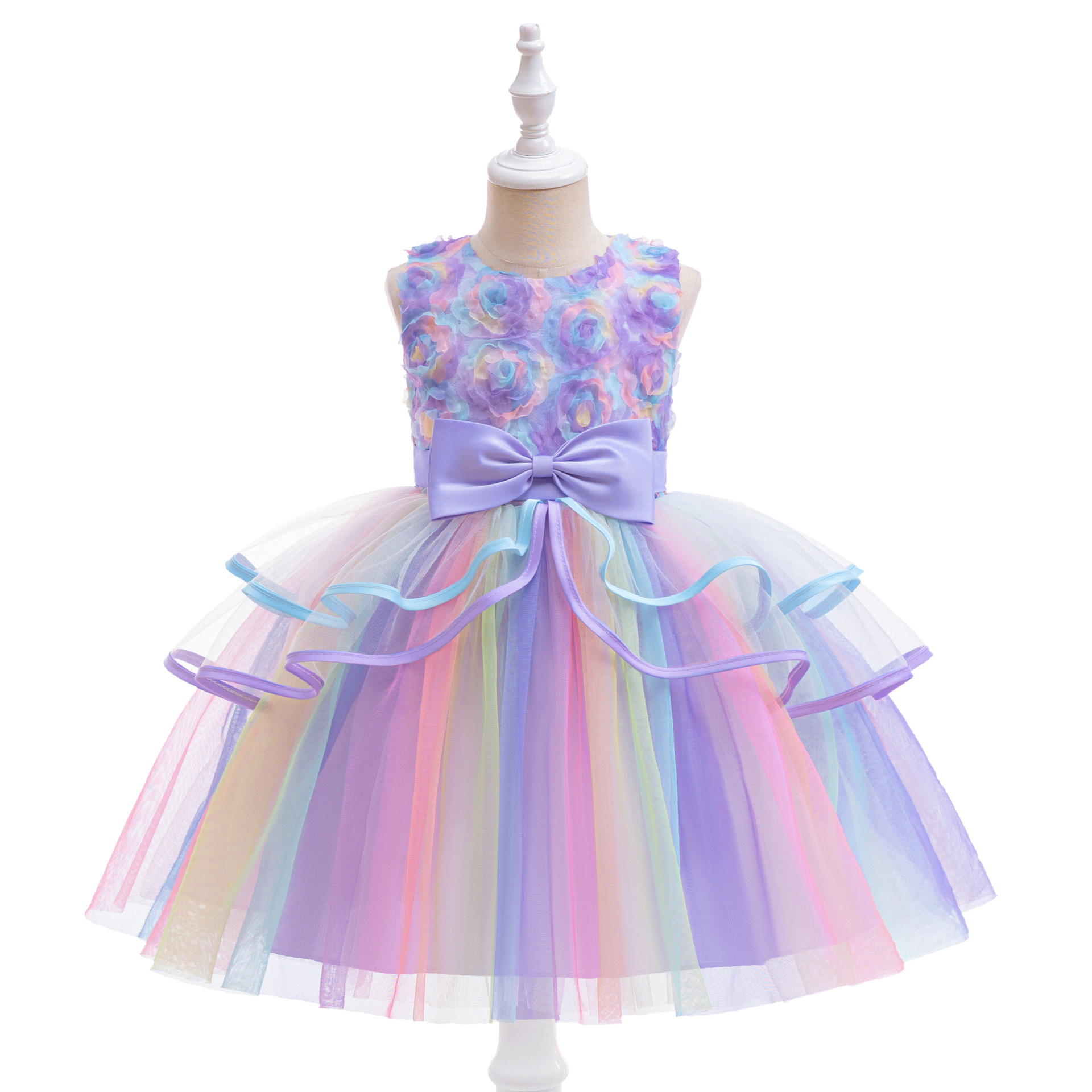 2025秋季ins速卖通新款童裙花朵蛋糕公主裙圣诞晚礼服kids dress