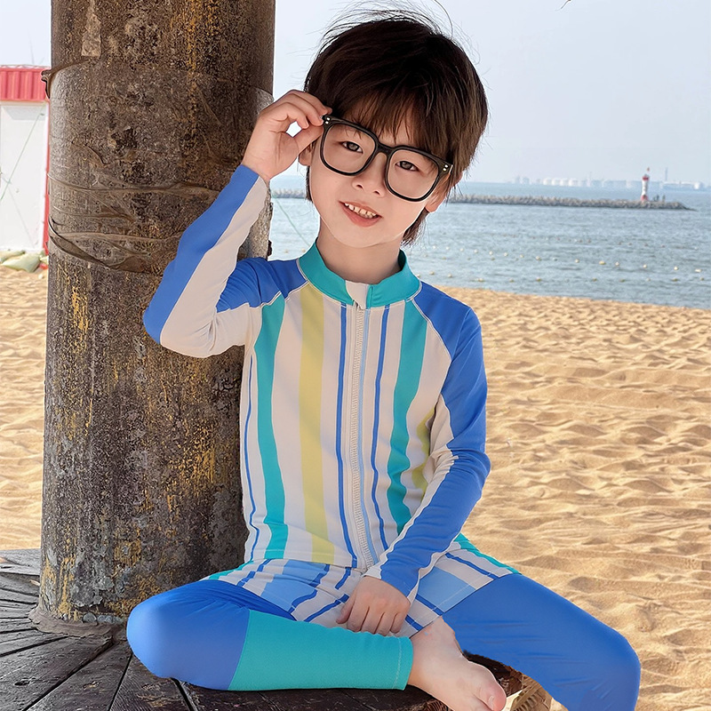 夏季新款儿童泳衣长袖男童三件套女孩分体泡温泉宝宝防晒游泳