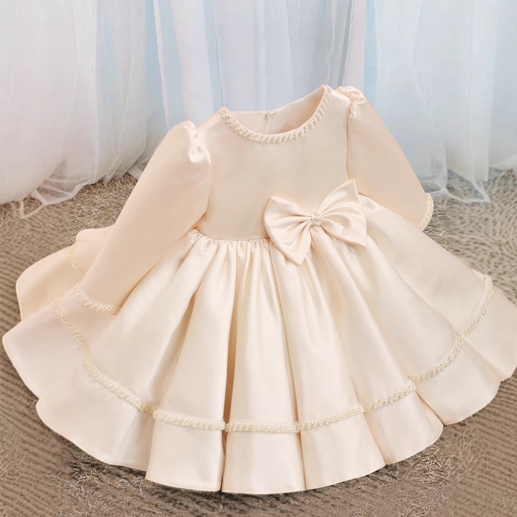 儿童连衣裙女童礼服长袖春秋中小童装周岁生日女宝宝公主裙子