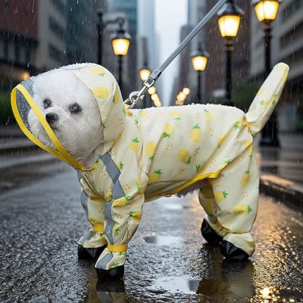 狗狗雨衣宠物雨衣雨披可牵引小型犬泰迪比熊全包四脚雨季遛狗衣服